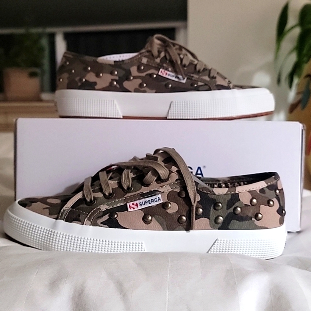 Supermarket camo stud sneakers
